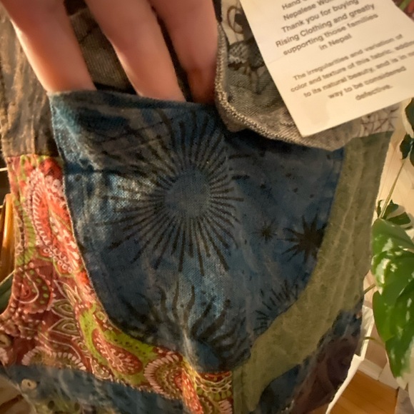 NWT Rising International Patchwork Overalls Made in Nepal - Picture 9 of 15